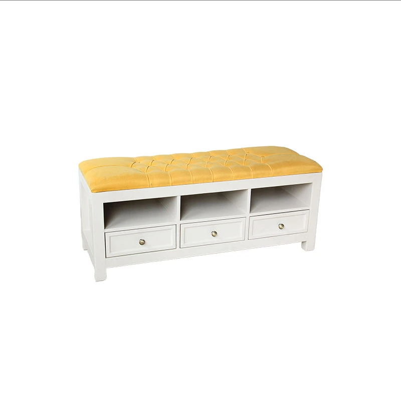 نیمکت TYPE1 I001 ابعاد 130*45*50 چوب طوسی پارچه زرد - Image 2