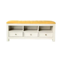 نیمکت TYPE1 I001 ابعاد 130*45*50 چوب طوسی پارچه زرد