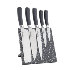 سرویس چاقو 6 پارچه مدل مگنتی گرانیت مشکی-طوسی کد 8108