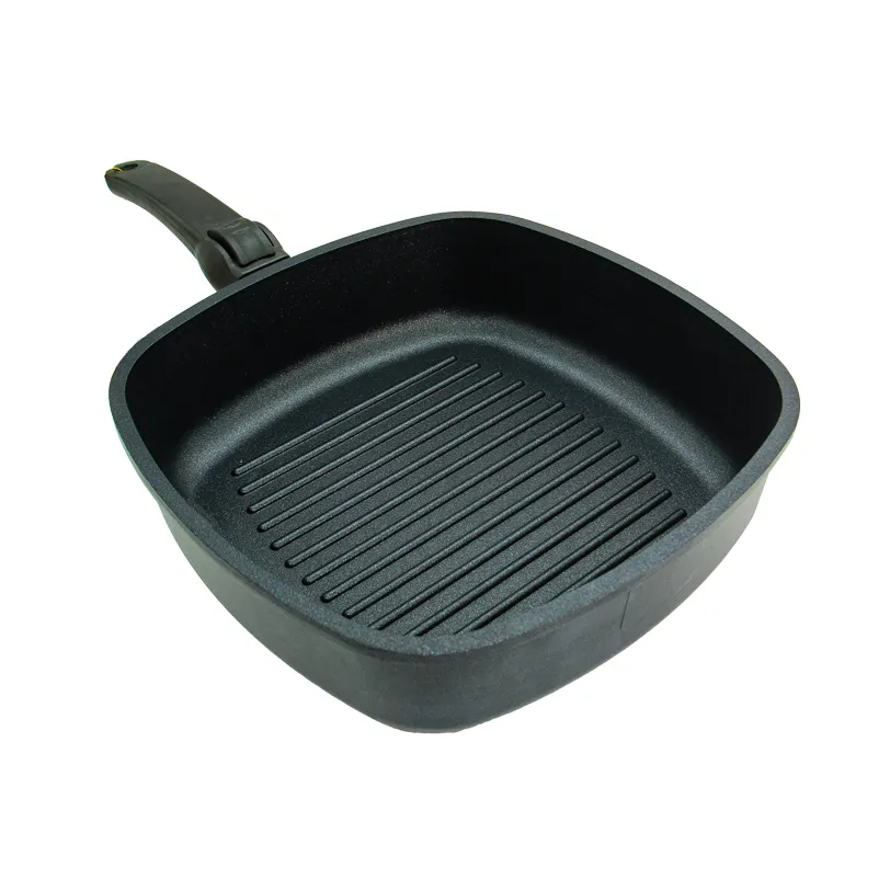 ماهیتابه سایز 26*26*7.5 تیتانیوم دایموند گریل دسته بازشو کد 02464 - Image 2