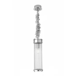 لوستر آویز کریستال لوله ای قطر 10-کروم-شفاف کد 173