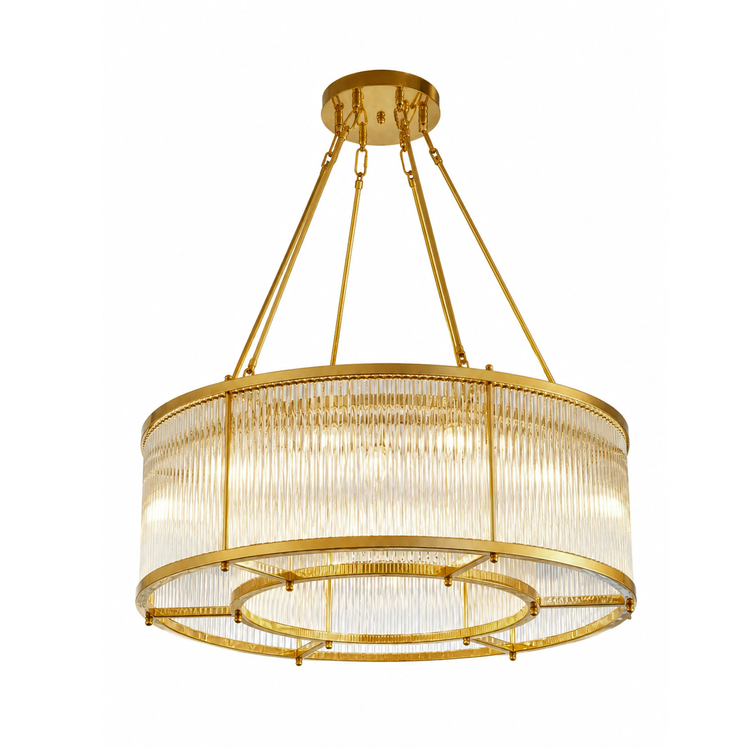 لوستر گرد 2لاین کریستال لوله ای قطر 80-طلایی براق-شفاف-کد 165 - Image 2