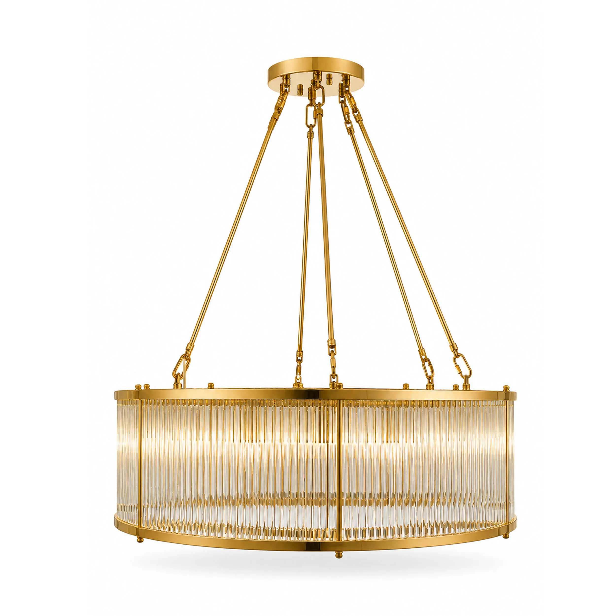لوستر گرد 2لاین کریستال لوله ای قطر 80-طلایی براق-شفاف-کد 165