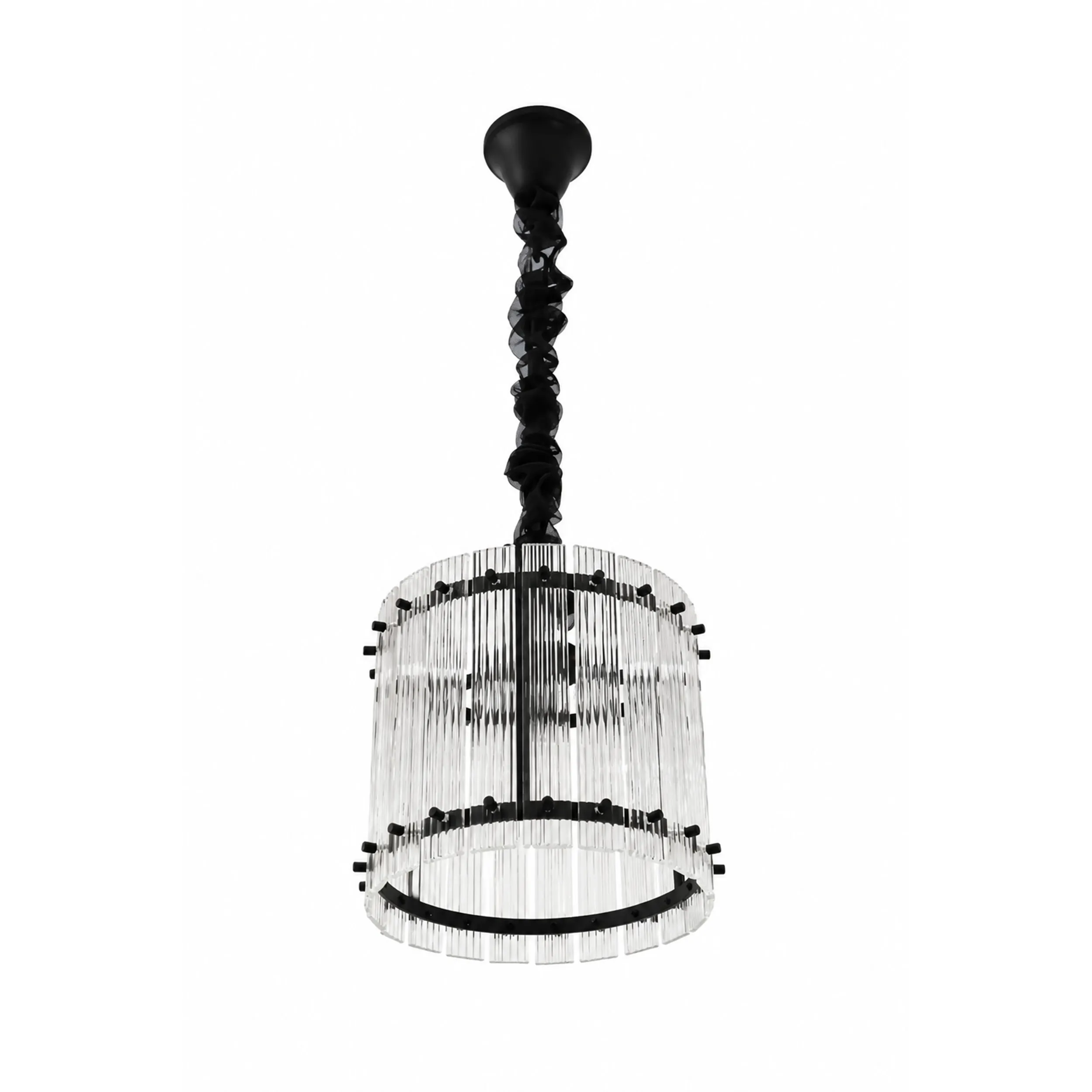 لوستر آویز یک طبقه گرود قطر 30-مشکی-شفاف-کد 132 - Image 2