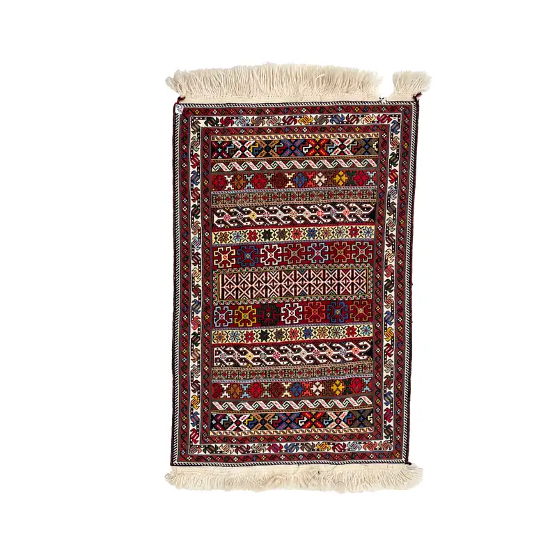 گلیم سوزنی راه راه خطی و قاب سایز 90*60کد 1750