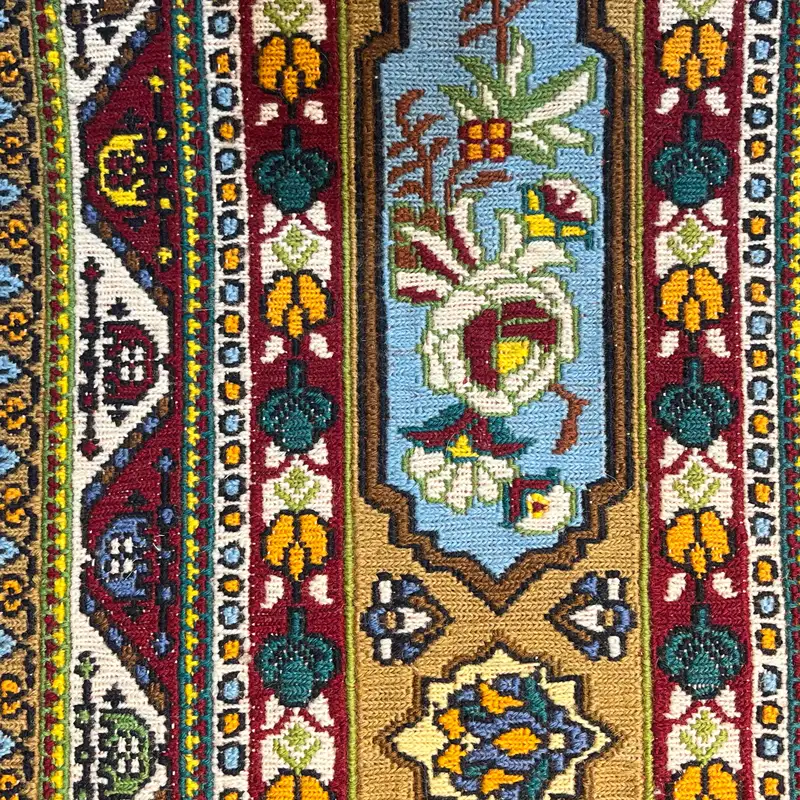 گلیم سوزنی گل سرخ عمودی سایز 143*39 کد 1807 - Image 2