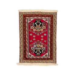 گلیم فرش گلدان قرمز گل برجسته سایز 85*61 کد 1680