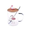 لیوان شیشه ای فلامینگو با درب بامبو B1165