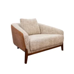 مبل اوتو یک نفره چوب گردویی تیره پارچه اولیور 102 و اولمپیا 138